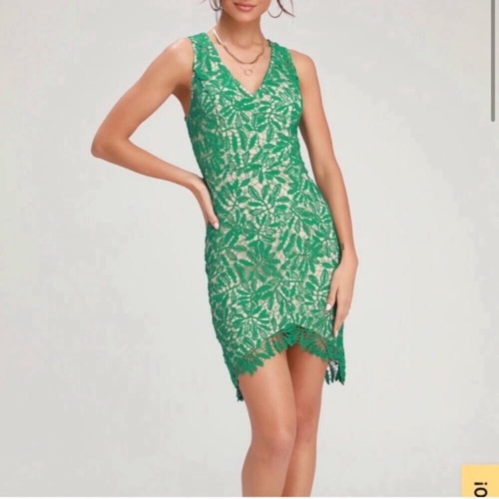 NWT Lulus Amberley Lace Green Bodycon Dress